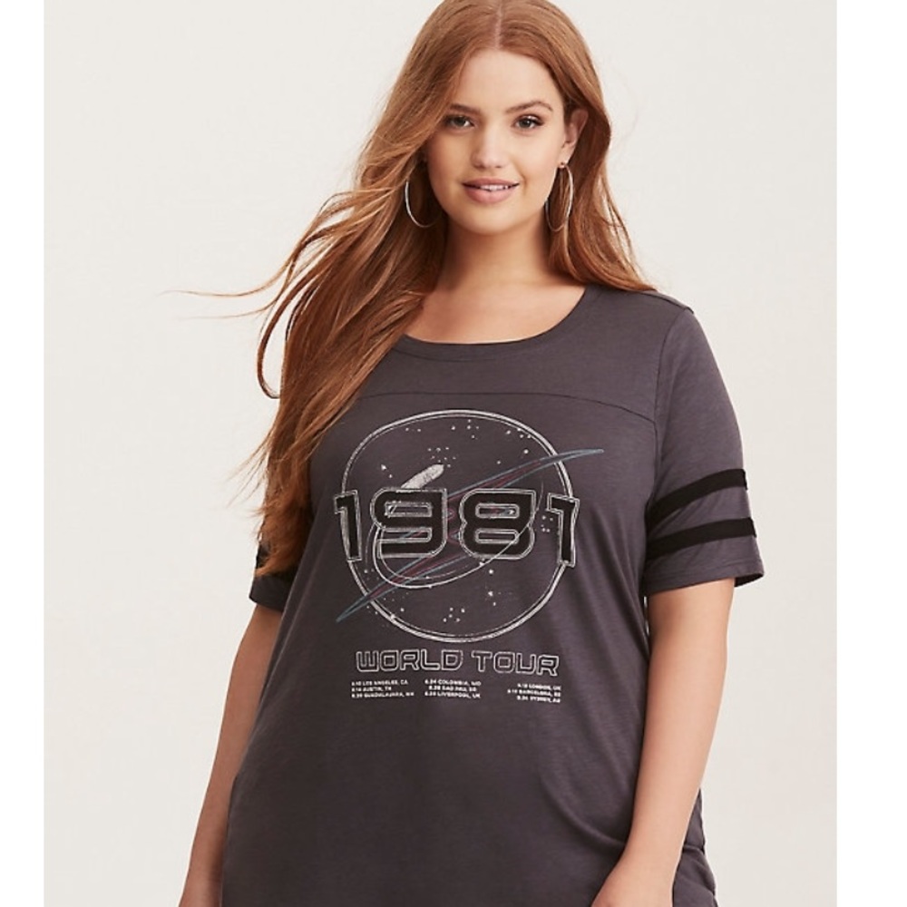 torrid 1981 world tour  football tee size 1x women